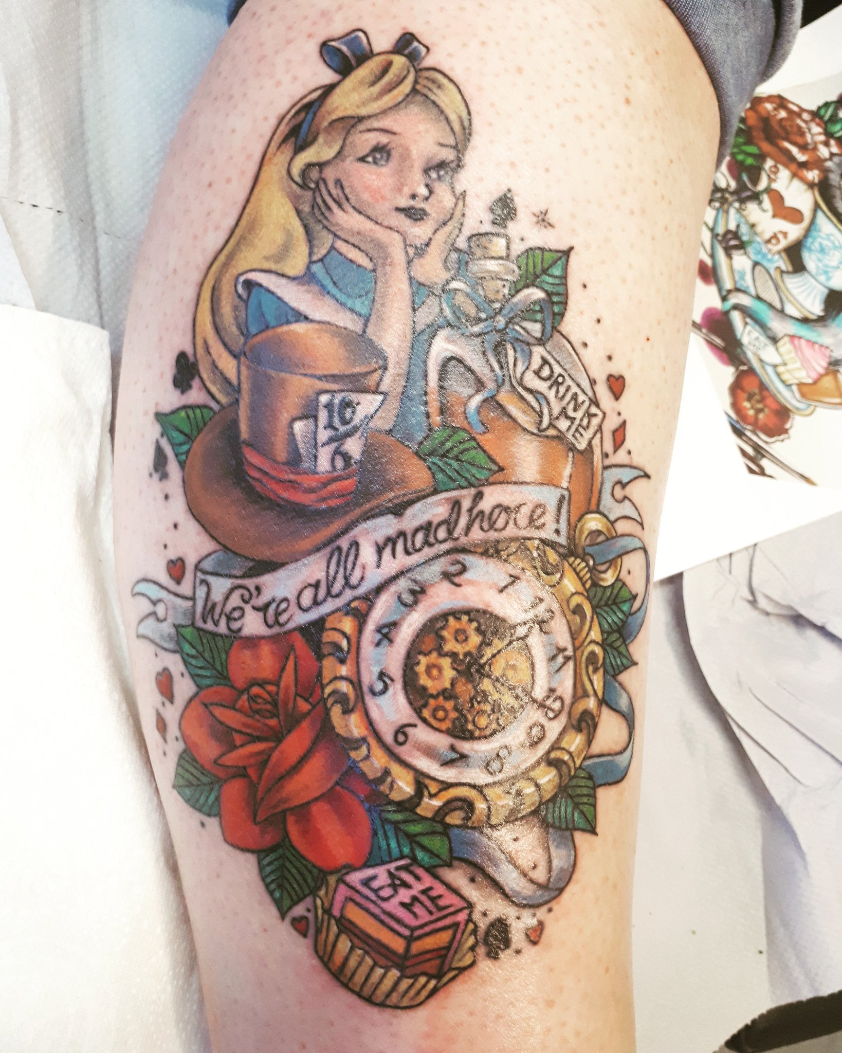 Pocket Watch Alice In Wonderland Tattoo