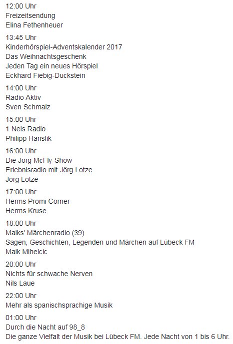 LuebeckFM's tweet photo. Unser Programm für Samstag, den 23. Dezember 
#LübeckFM https://t.co/13DvO2RqLd
