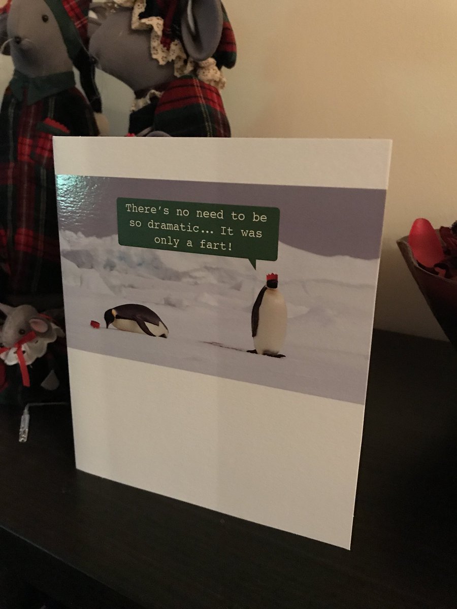 JOsborneNeuroPT's tweet photo. Great choice of Christmas card from Jenny, canโt think why she bought me this ๐ค๐ณ๐จ #Christmas2017 #BitofWind #sprouts #WifeJokes https://t.co/oHkxrj2rx1