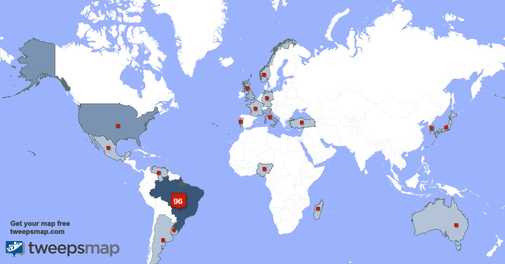 danzeve's tweet photo. My followers are in Brazil(95%), USA(2%)... Get your map too: https://t.co/e9NBFwNVrk https://t.co/NUYPLhNo5b
