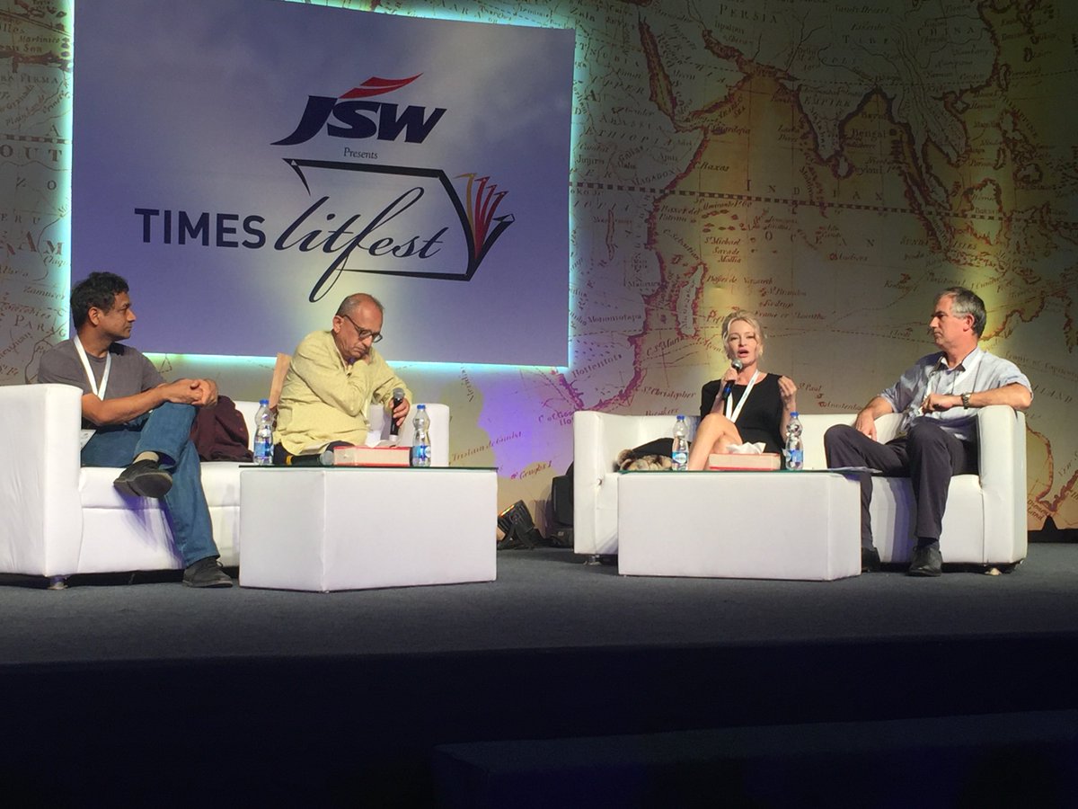 SandraNavidi's tweet photo. Truly enjoyed the exchange of thoughts with my fellow panelists at the fantastic literary festival of the Times of India in Bombay #SuperHubs #TLF17 @timeslitfest @AsiaLitAgency https://t.co/IQ2Jdnl22i