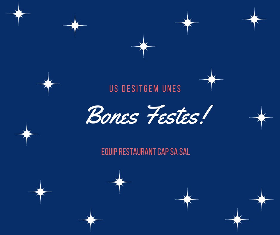 RestCapsaSal's tweet photo. Us desitgem unes molt bones festes nadalenques i una molt bona sortida i entrada d'any!
Tornarem a ser a la vostra disposició el proper 12/01/2018! #Nadal #Capdany #bonesfestes #Begur #restaurant #capsasal #empordà #Girona #CostaBrava #Catalunya #2018 https://t.co/i19VLcPMwy