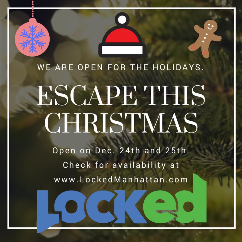 LockedManhattan's tweet photo. Unwrap our rooms’ puzzles this Christmas. HAPPY HOLIDAYS!! https://t.co/O3bhPeCiLN