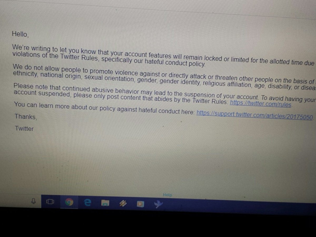 ViXxVonVicious's tweet photo. Twitter allows white genocide accounts, tweets actual threats. But apparently THIS violates violence, threats, race, gender, blah blah https://t.co/9Y5fXblR7r