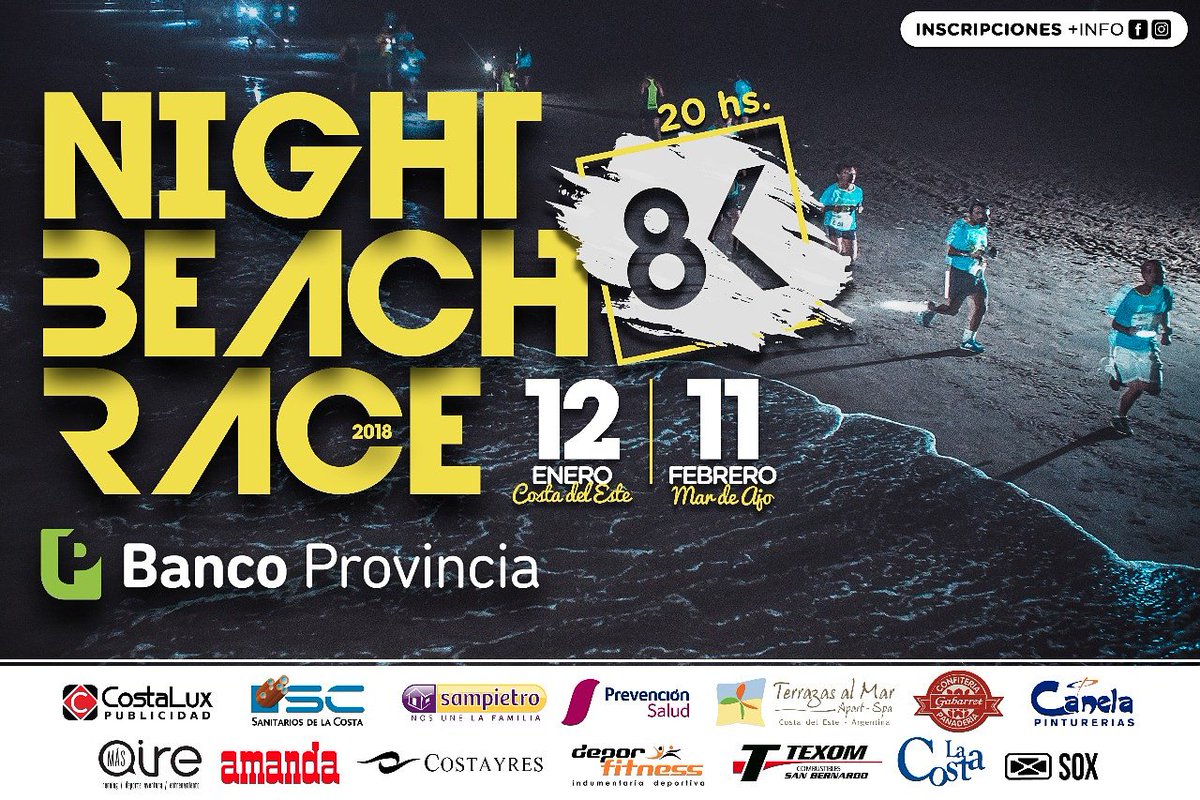 PForgit's tweet image. Siempre Apostando y animandome a Nuevas Experiencias 🌜🌊🏃🌲.
Gracias al @banco_provincia se viene @NightBeachRace 2018 👍😉
12/1 👉 Costa del Este, en Terrazas al Mar 🌲🌊🏃
11/2 👉 Mar de Ajo, @balnearionias , 🌊🔦🏃
Sumate a #NBR2018
INSCRIBITE ONLINE goo.gl/PzED1k