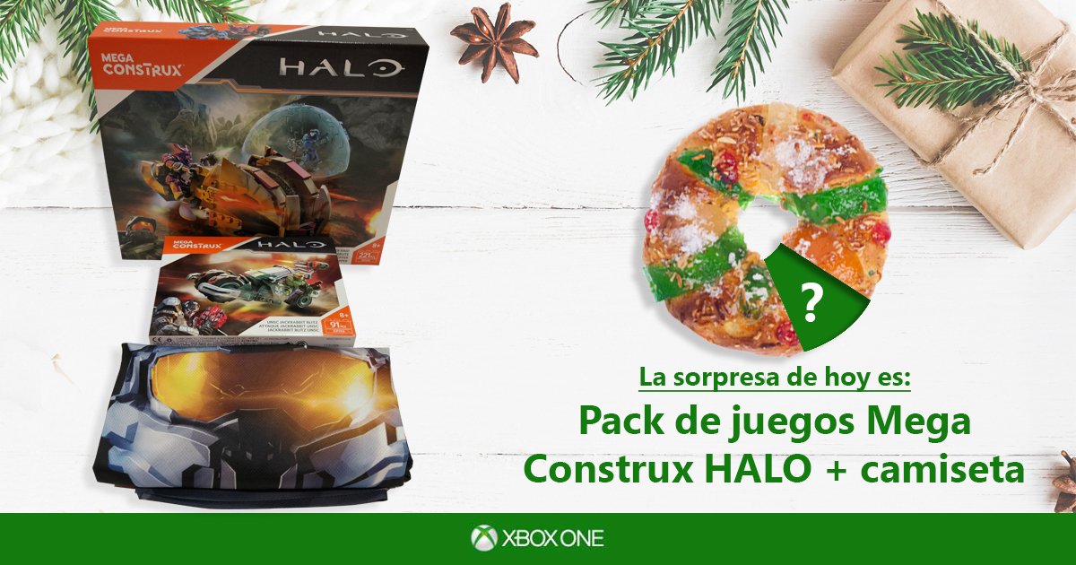 Xbox_Spain's tweet photo. La porción de hoy contiene este pack de juegos Mega Construx de #Halo y una camiseta. ¡RT 🔁 y síguenos para participar en el sorteo! #RoscónXbox https://t.co/M45Ppljcga