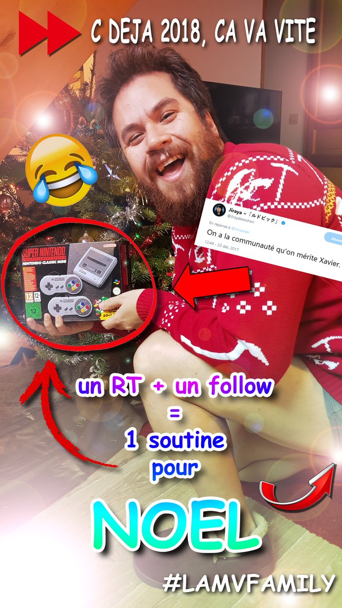 mistermv's tweet photo. J'ai une SNES Mini à lancer ! RT+Follow pour que ce Père Noël du Futur en calbute &amp; charentaises vous l'envoie par voie postale, c'est beau de gagner !

Tirage au sort le 25 décembre à 18h ! VITE ! https://t.co/jRw5hgiswq