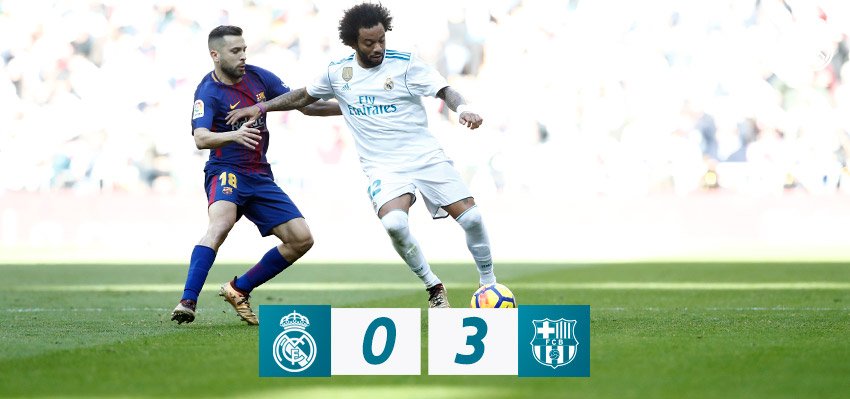 RT @realmadrid: FP: Real Madrid 0-3 Barcelona (Suárez 54', Messi 64' (p), Aleix Vidal 90'+3').

#RMClasico https://t.co/Pn5Cq8jmXW