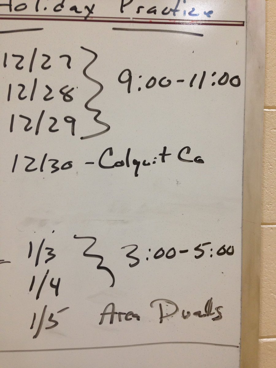 Holiday practice schedule