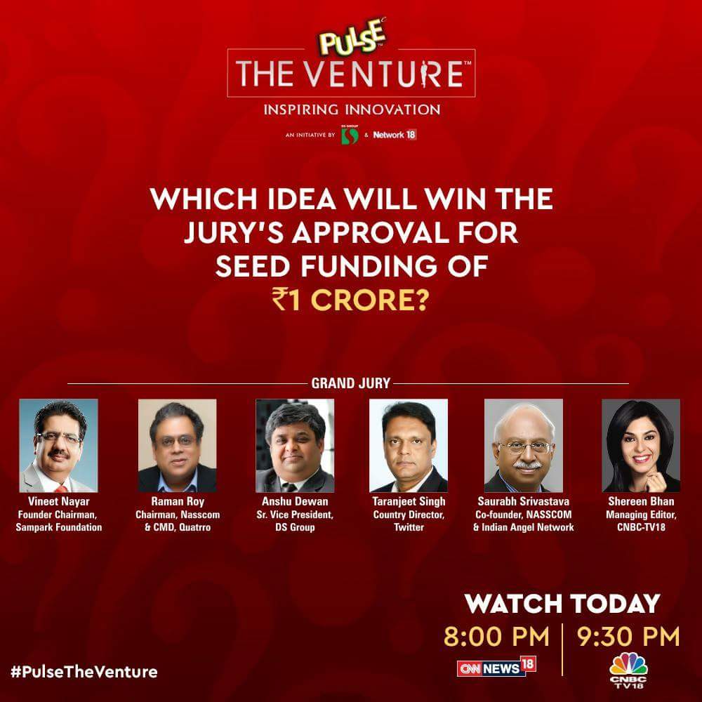 CNBCTV18News's tweet photo. Who will take home Rs 1 crore? Find out on the grand finale of Pulse The Venture at 9:30 pm on CNBC-TV18! https://t.co/FCE0AimZBx