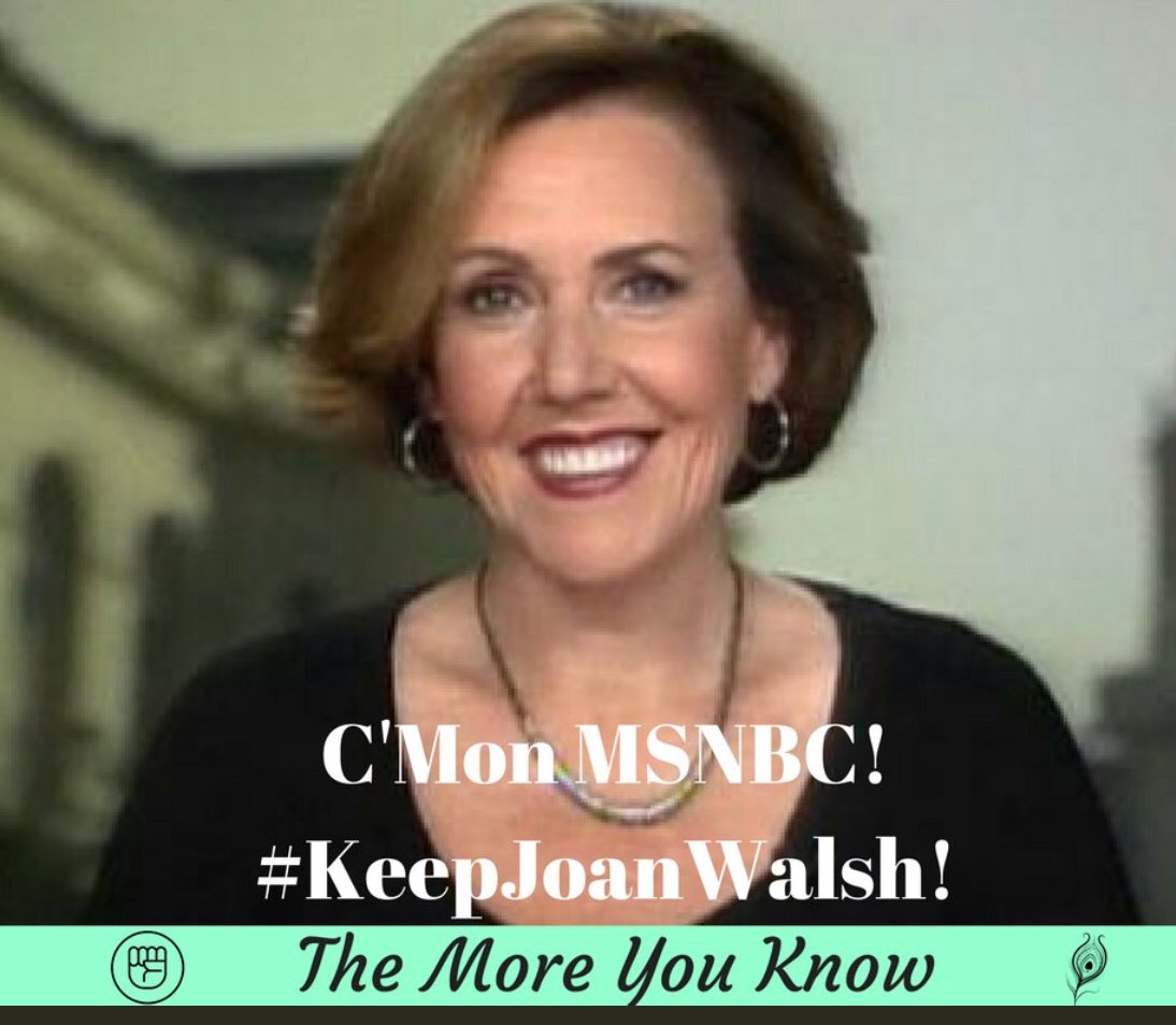 MOMaGoGo90's tweet photo. Hey @MSNBC I am a 90 year old big fan of @joanwalsh -Please tell me while I have time on this Earth why you let her go!!! #KeepJoanWalsh and don’t silence a voice that the majority of America wants and needs to hear! @MVZaGoGo @amjoyshow @hollycara @azsweetheart013 @nilslofgren https://t.co/cvEush6B6c