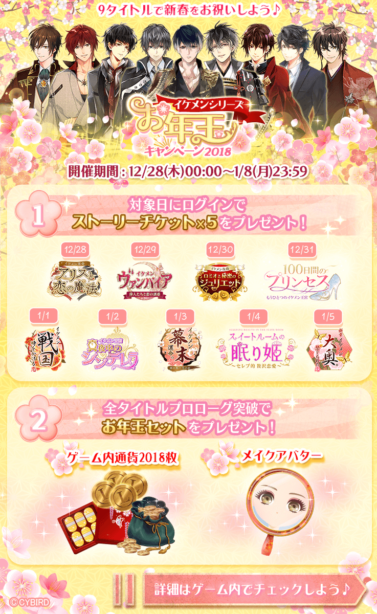 公式 スイートルームの眠り姫 お年玉キャンペーン18 本日 眠り姫にログインすると ストーリーチケット 5 をプレゼント 明日はどのタイトルでプレゼントがあるか こちらのスケジュールを要チェックです W このチャンスに 物語をお得に進め