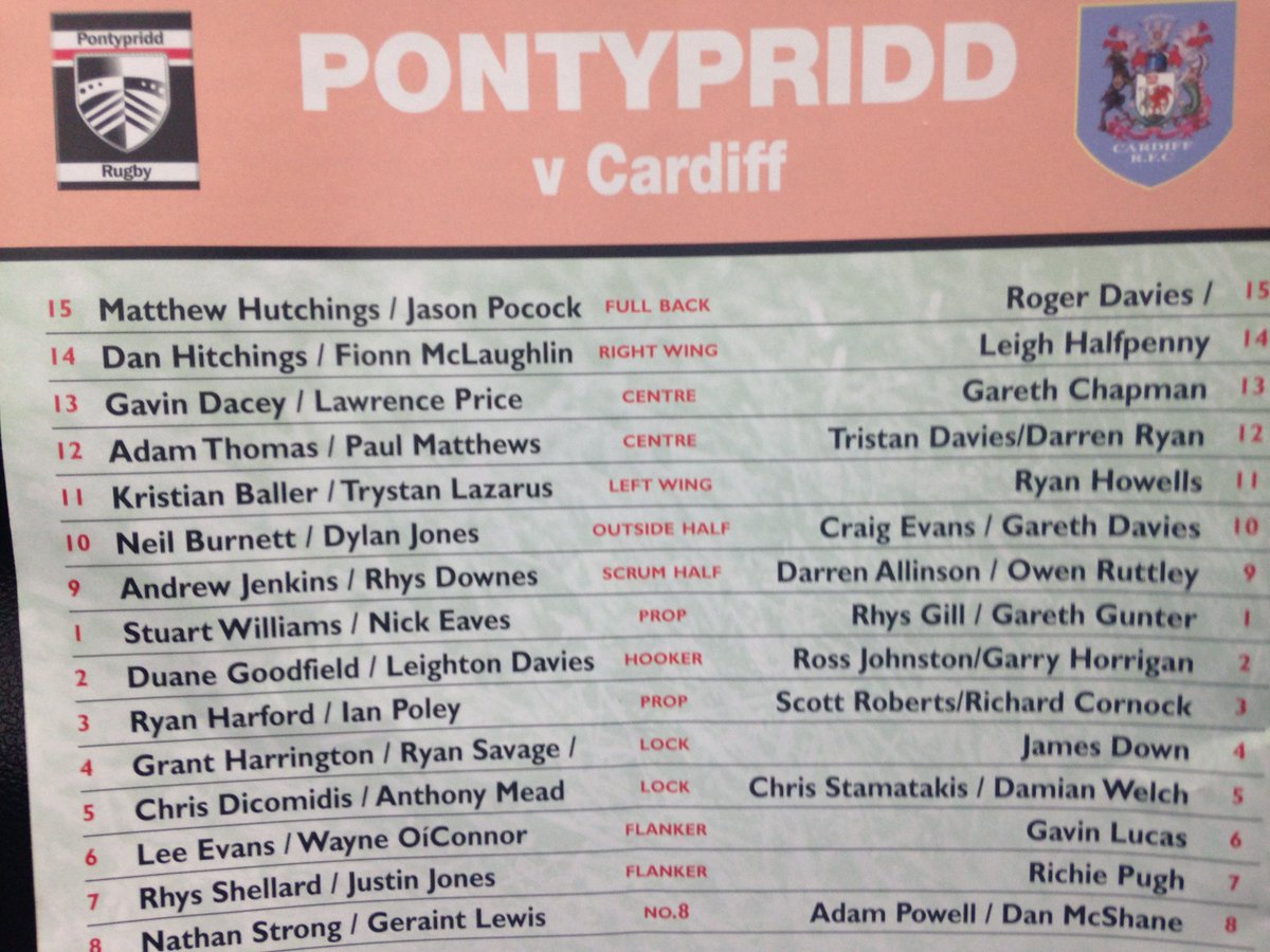 Big <a href="/cardiff_blues/">Cardiff Blues</a> prem fixture today! Some big names still going strong 10 years on. <a href="/PontypriddRFC/">Pontypridd RFC</a> <a href="/Cardiff_RFC/">Cardiffrfc</a>