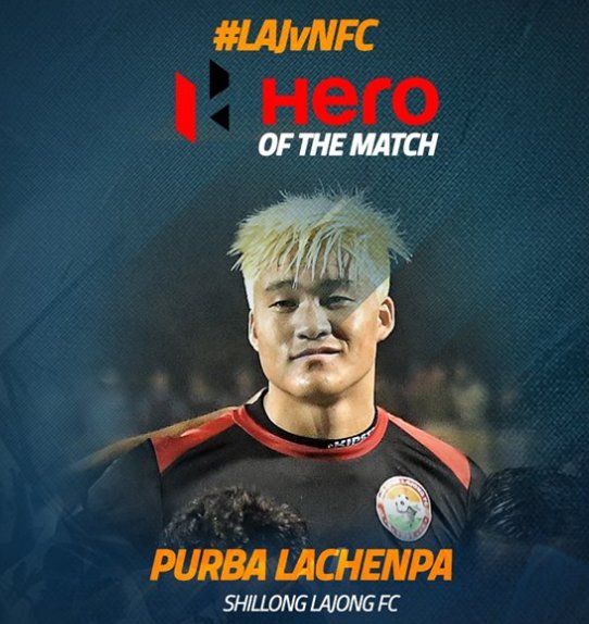 ileaguee's tweet photo. Shillong Lajong Football Club (SLFC)'s Purba Lachena was adjudged as the Hero of the Match today against Neroca FC.
#HeroILeague #LAJvNFC #IleagueLive #SportsLeague https://t.co/dmOZMmkKGB