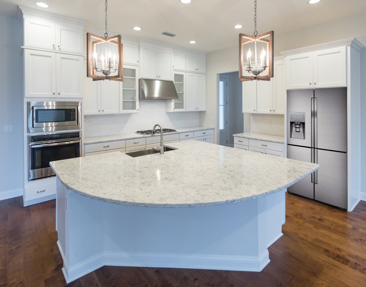 DostieHomes's tweet photo. Upgraded quartz countertops, gas range, herringbone tile backsplash, beautiful pendants, glass front cabinets. How much better can it get? Call Sam at 904.657.9902 to schedule a tour of this stunning #showcasehome. #dostiehomes #nocatee #theranchat20mile #customhomes https://t.co/nv38KxjRJ6