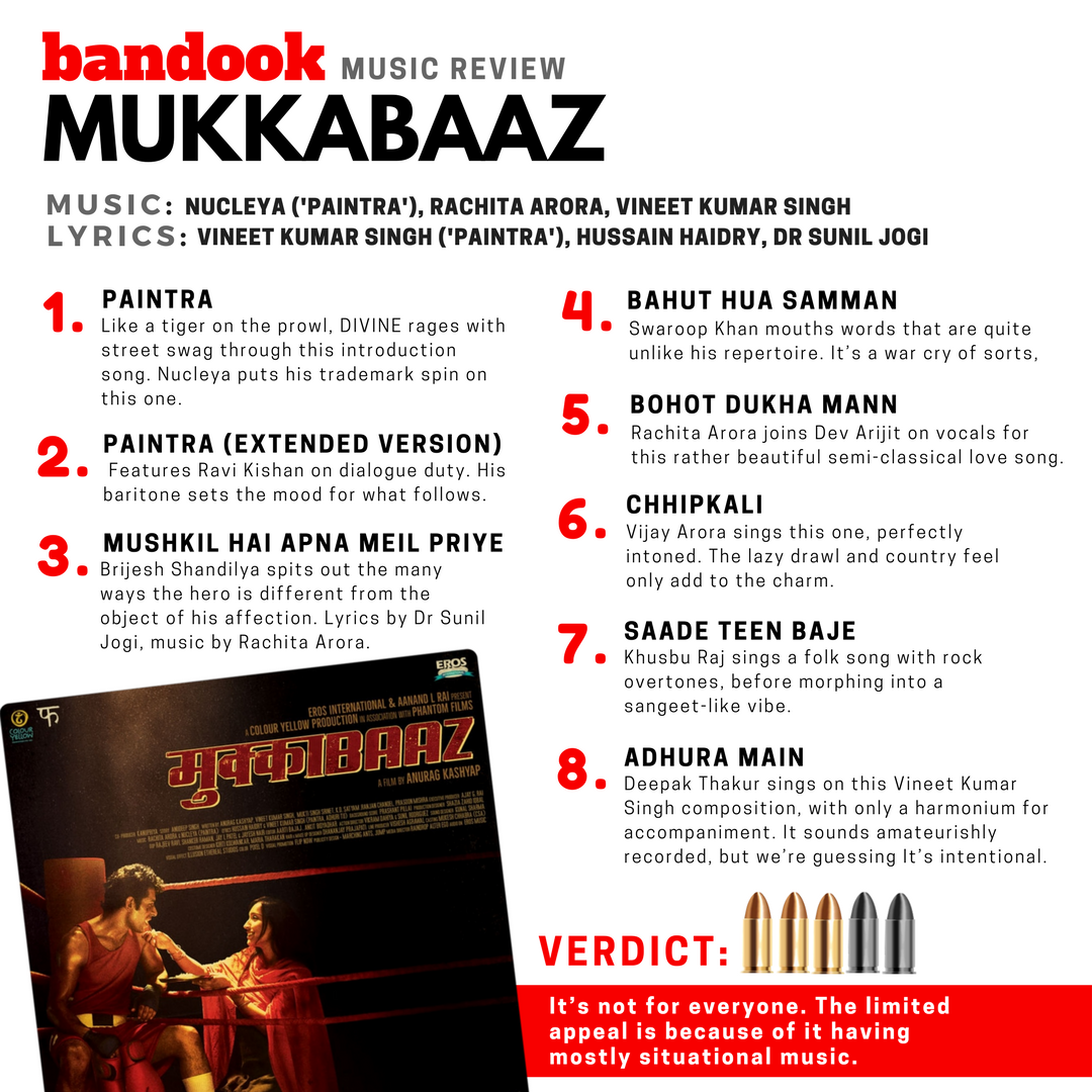 WeAreBandook's tweet photo. The @WeAreBandook #Review of #Mukkabaaz OST by @alphaBD. Rating: 3/5.
#bandookReviews #OST #newmusic #MusicUpdates #Bollywood #MusicReviews https://t.co/YVukYkXl32