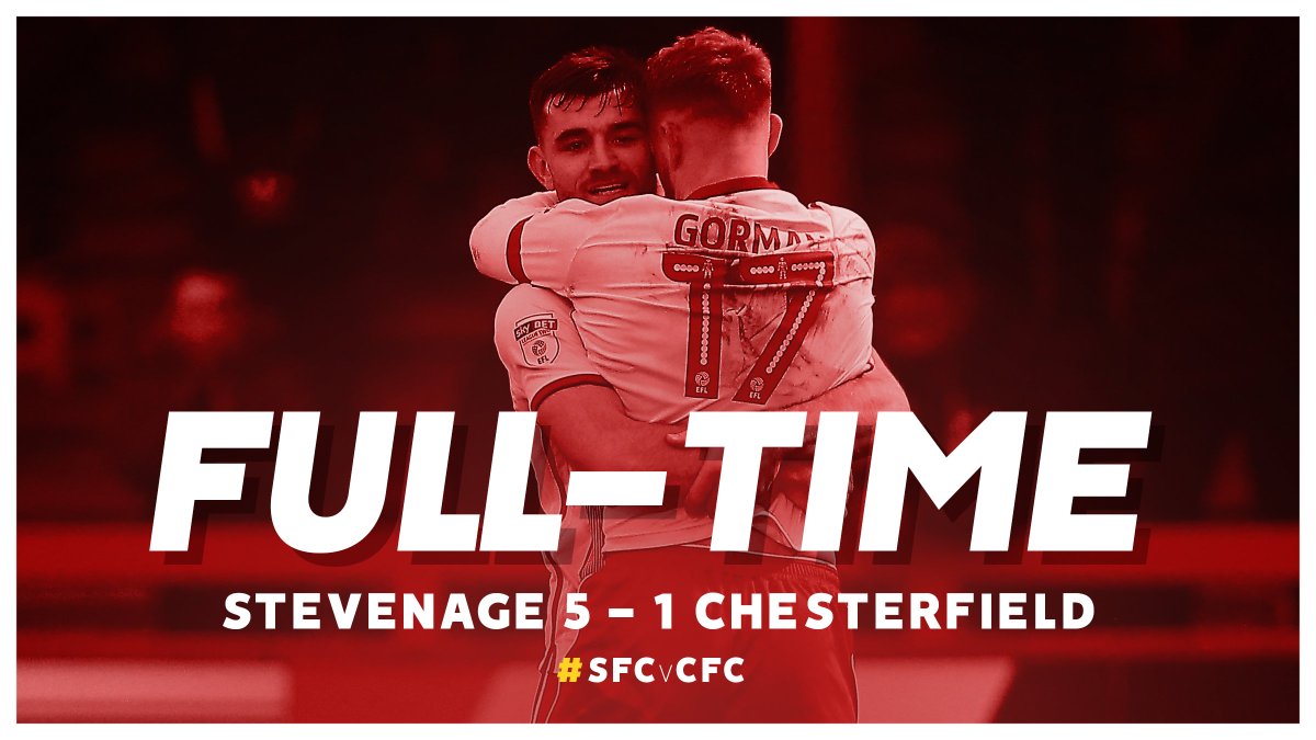 StevenageFC's tweet photo. FULL-TIME: The Super Boro record their biggest win of the @SkyBetLeagueTwo season in style. π₯ π
5-1
#SFCvCFC https://t.co/aT7ieq6Be0