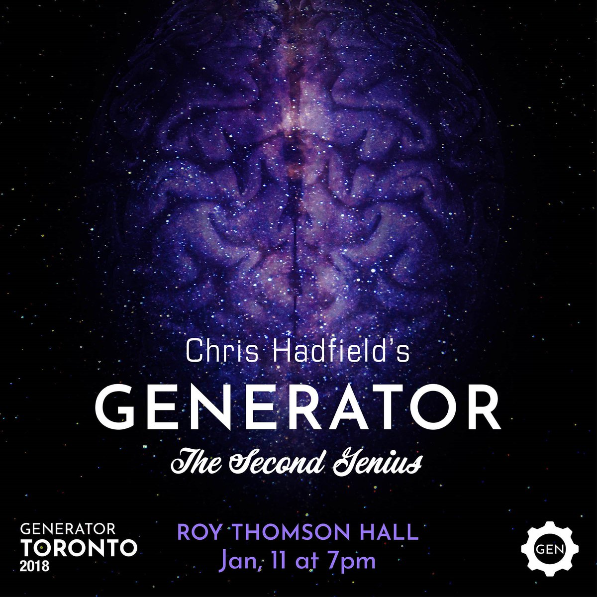 Cmdr_Hadfield's tweet photo. Christmas gift idea: show tickets! Comedy, music and cool ideas extravaganza - Generator, at Roy Thomson Hall on 11 Jan, sold-out past 2 years. 
Info here: https://t.co/bt4k4RckKi https://t.co/m6HRjQhFZZ