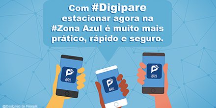 digipare's tweet photo. Com #Digipare estacionar agora na #Zona Azul é muito mais prático, rápido e seguro. https://t.co/4gJHp2qHsu https://t.co/DR6PsgFiZE