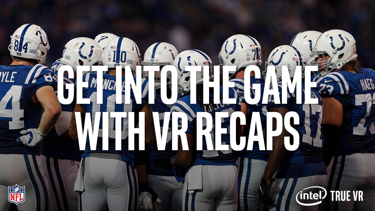 intel's tweet photo. Immerse yourself in VR w/@NFL post game recaps and commentary with #IntelTrueVR @Ravens and @Colts. https://t.co/bdIUXTytal https://t.co/AmiaCd77u6