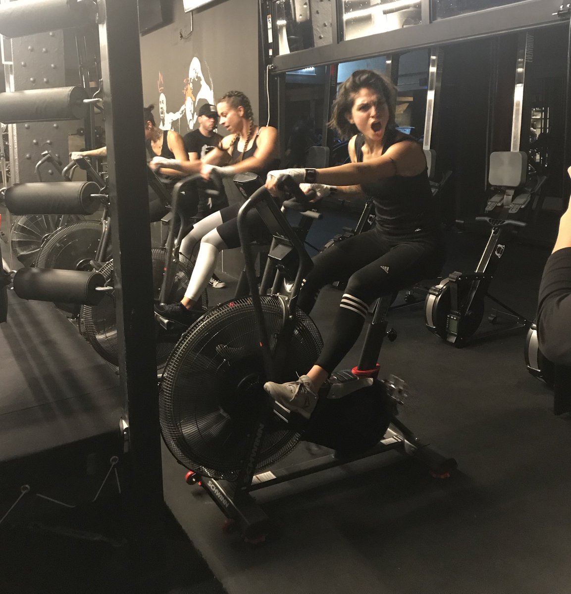 Krewella's tweet image. apparently i have the same facial expression working out as i do on stage. 
..