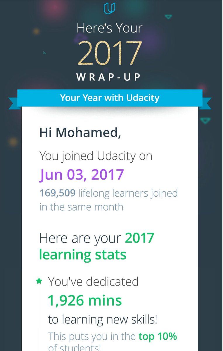 iHamole's tweet photo. thank you @udacity
#Udacity2017 @UdacityEgypt #yearinreview https://t.co/MHlS2tbZGe