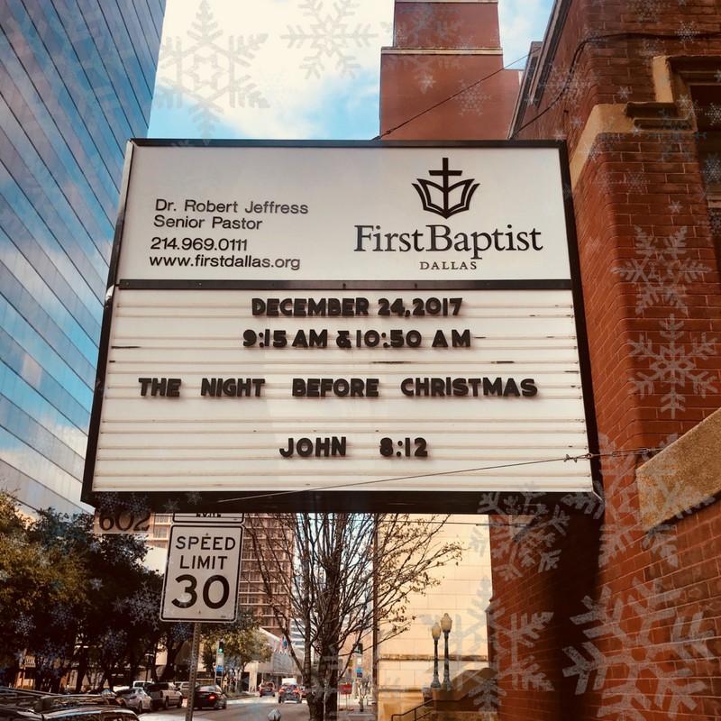 firstdallas's tweet photo. Join us tomorrow morning for worship and to hear a special Christmas message from Dr. @RobertJeffress, "The Night Before Christmas." Services at 9:15 or 10:50am CT! #ChristmasatFirst | https://t.co/QbX9moA2N0 https://t.co/dztevDtrkN