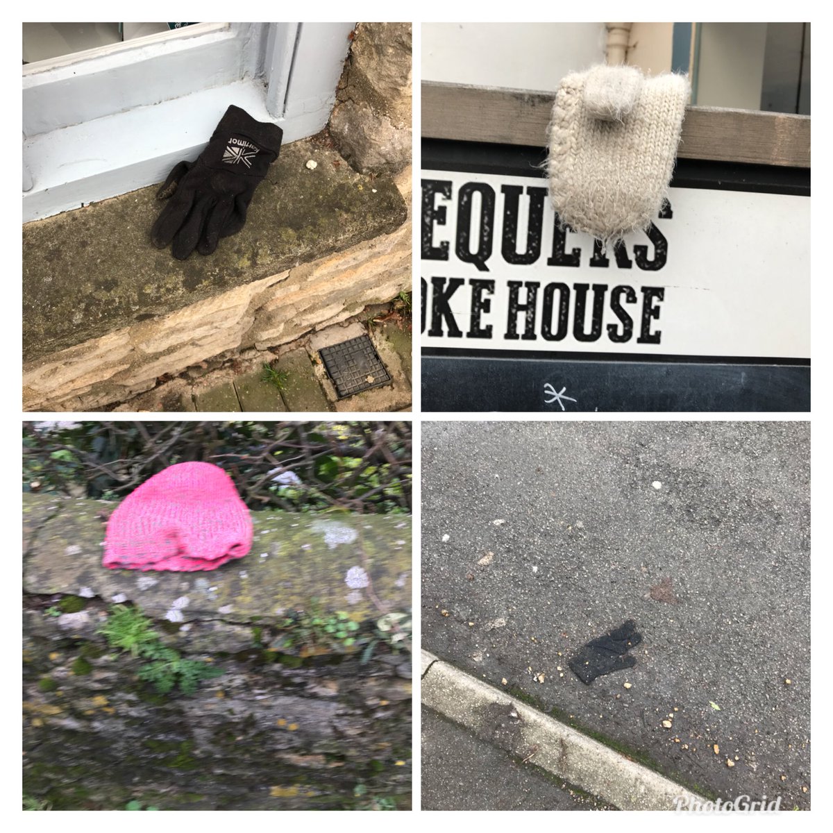 Lonely gloves and a hat all today in #Witney <a href="/SmokingChequers/">Chequers Smoke House</a> <a href="/WychWoodBrewery/">Hobgoblin</a>