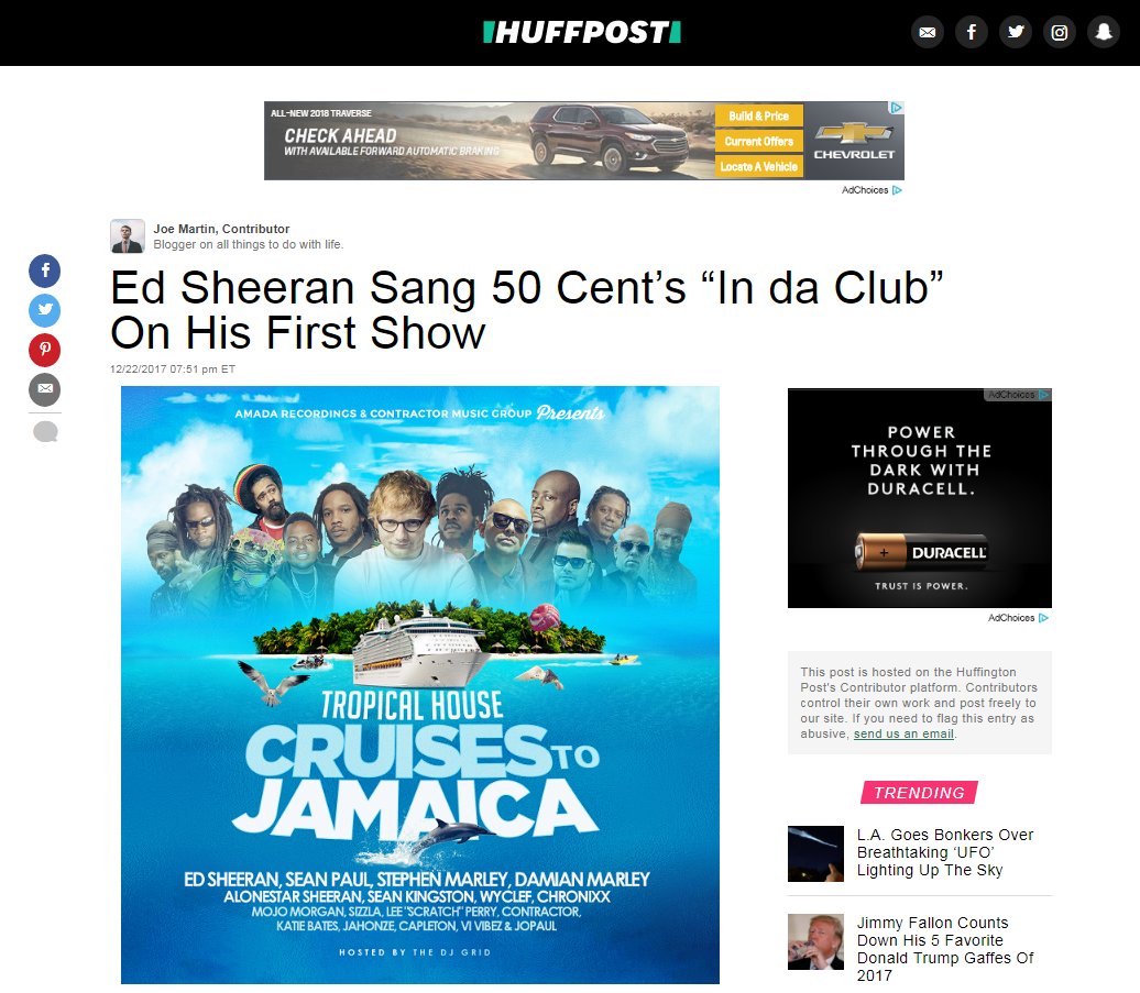 RobertMulero's tweet photo. RT @DJGridUSA: Did You Know Ed Sheeran Sang @50Cent’s “In Da Club” at His First Show? Read More On The #HuffPost Article Via https://t.co/fxla3lrB2F &amp; Purchase The New #TropicalHouseCruisesToJamaica LP On @iTunes • https://t.co/xsEq305cbY • @Contractor4 @AmadaRecords #Reggae https://t.co/DjQaKtdzZy