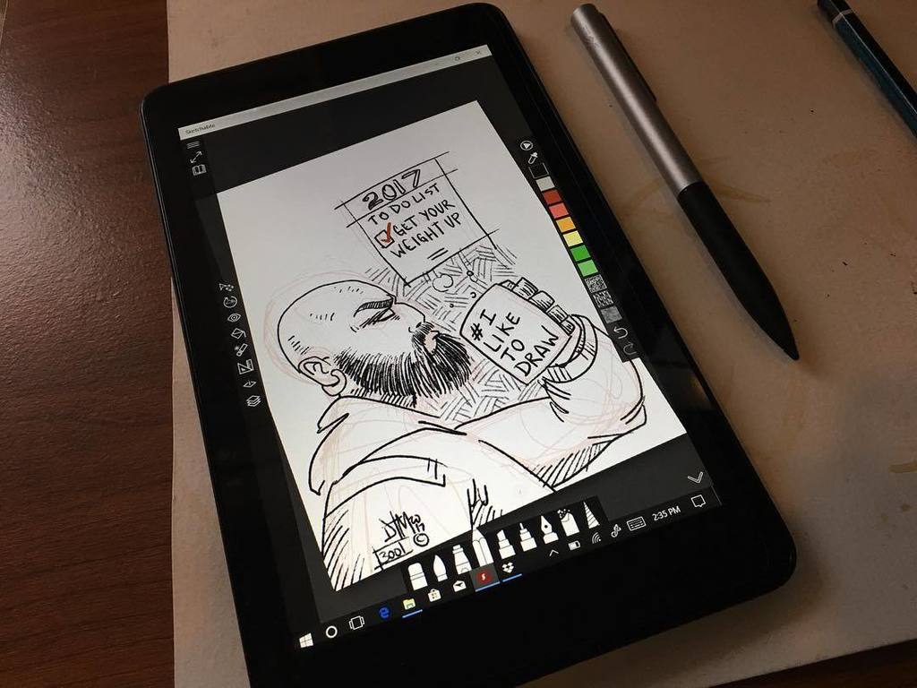 deltatangomike's tweet photo. 7 days left and 65 more drawings to go. “Get Your Weight Up” 300/365 - #DrawDaily2017Challenge w @SketchableApp @Microsoft @Surface Pro 4 and @Dell #Venue8
Complete Digital Drawing series at @DrawDaily2017 by @DeltaTangoMike
#GetYourWeightUp
#iLikeToDraw #ArtLifeAllDay #a… https://t.co/SgKAiniRBY