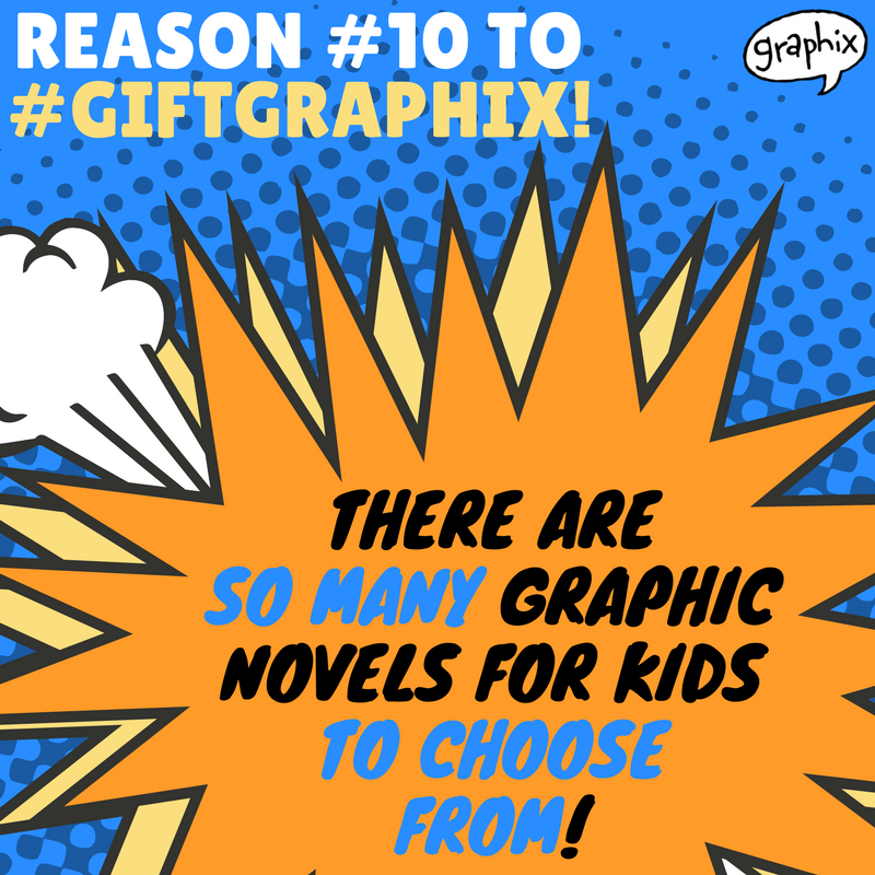 GraphixBooks's tweet photo. ✨ Reason #10 to #GiftGraphix: From action-packed adventures to stories about struggling to fit in to fantastical tales set in alternative universes, there’s something to be discovered for every type of reader! 📚💥 https://t.co/SpT8eC1eQY