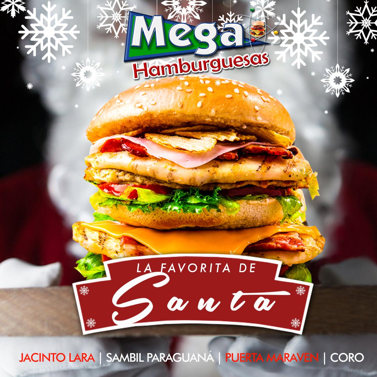 Nosotros también celebramos la navidad y HOY nos visita SANTA para contarnos cuál es su #MegaHamburguesa Favorita tendremos sorpresas y más! 7:00 PM en la sede #JACINTOLARA y a las 8:00 PM en #PUERTAMARAVEN
#VenAMegaHamburguesas
#Calidadysaboralasbrasas
#Hamburguesasyrockandroll