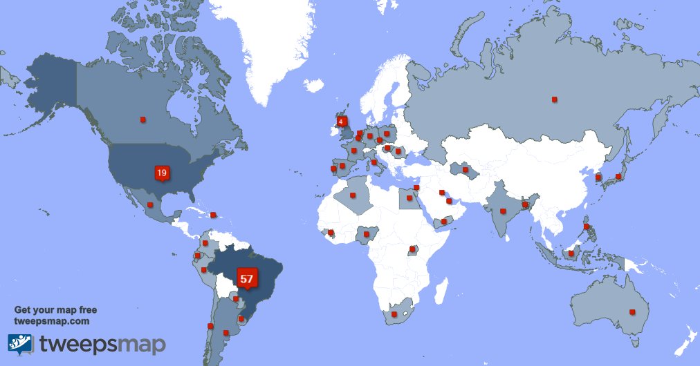 baekpure's tweet photo. My followers live in 43 countries: Brazil(57%), USA(19%)... https://t.co/tiWA8Q0oBo Get your free map! https://t.co/sevcarQSU8