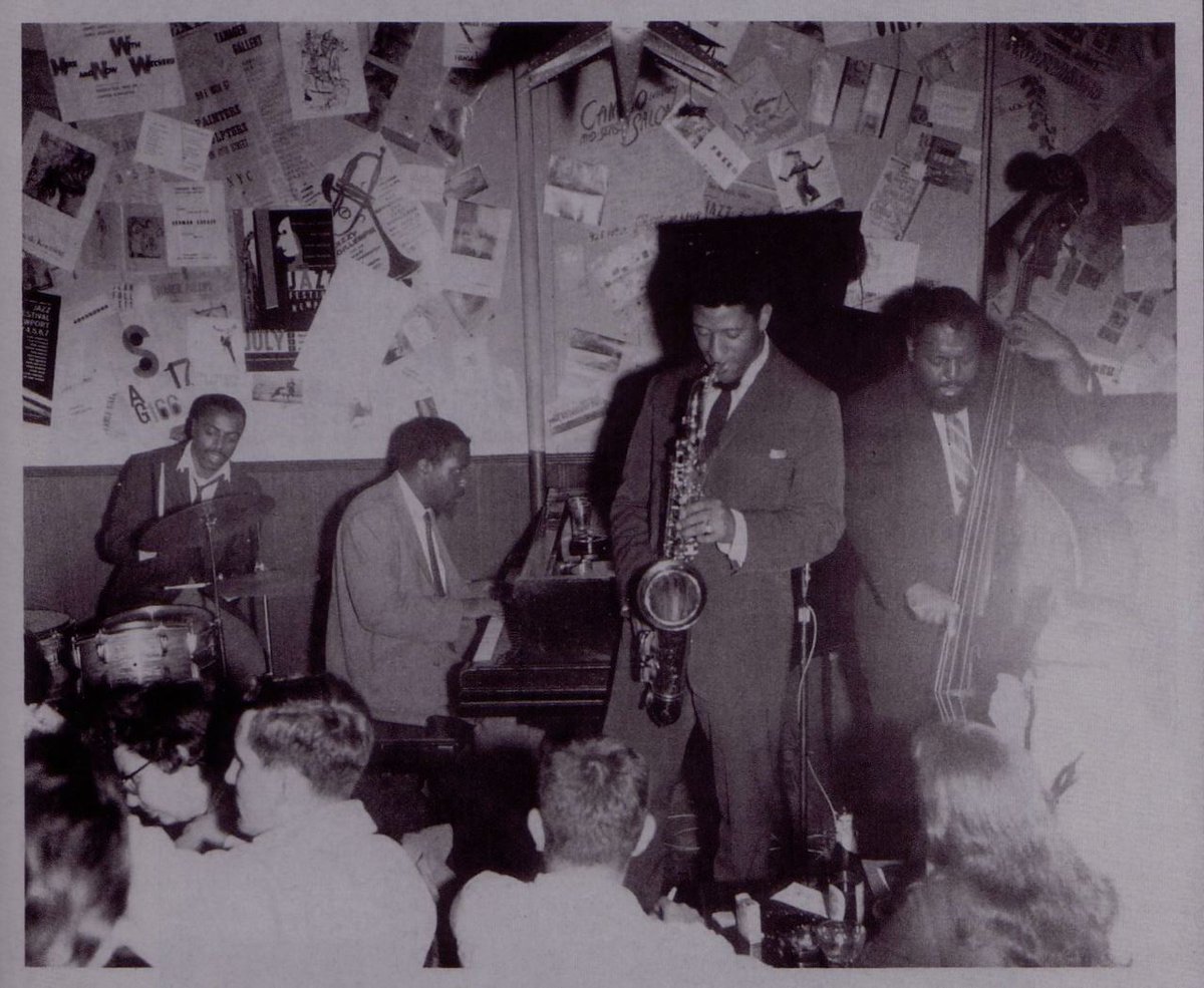 sonnyrollins's tweet photo. With Roy and Thelonious at the Five Spot https://t.co/7xgCXXrlfb
