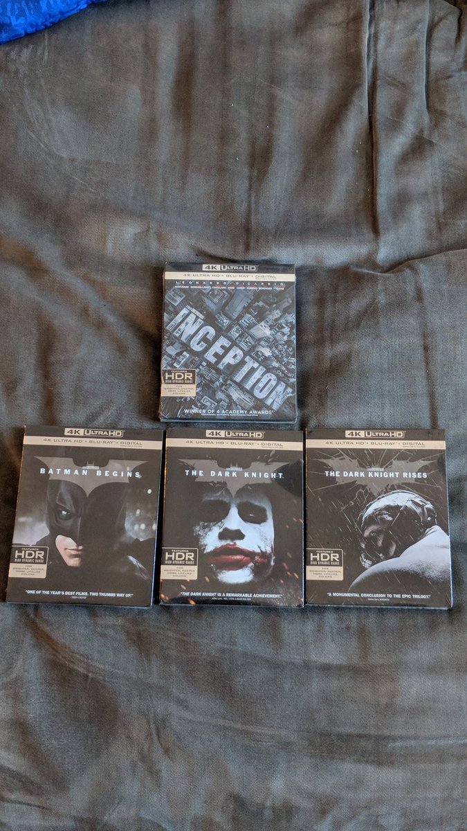 booredatwork's tweet photo. Best way to enjoy the holidays #darkknight trilogy & #inceptuon in wonderful 4K HDR. Thanks @wbpictures !!! https://t.co/Idc7sP2uq8