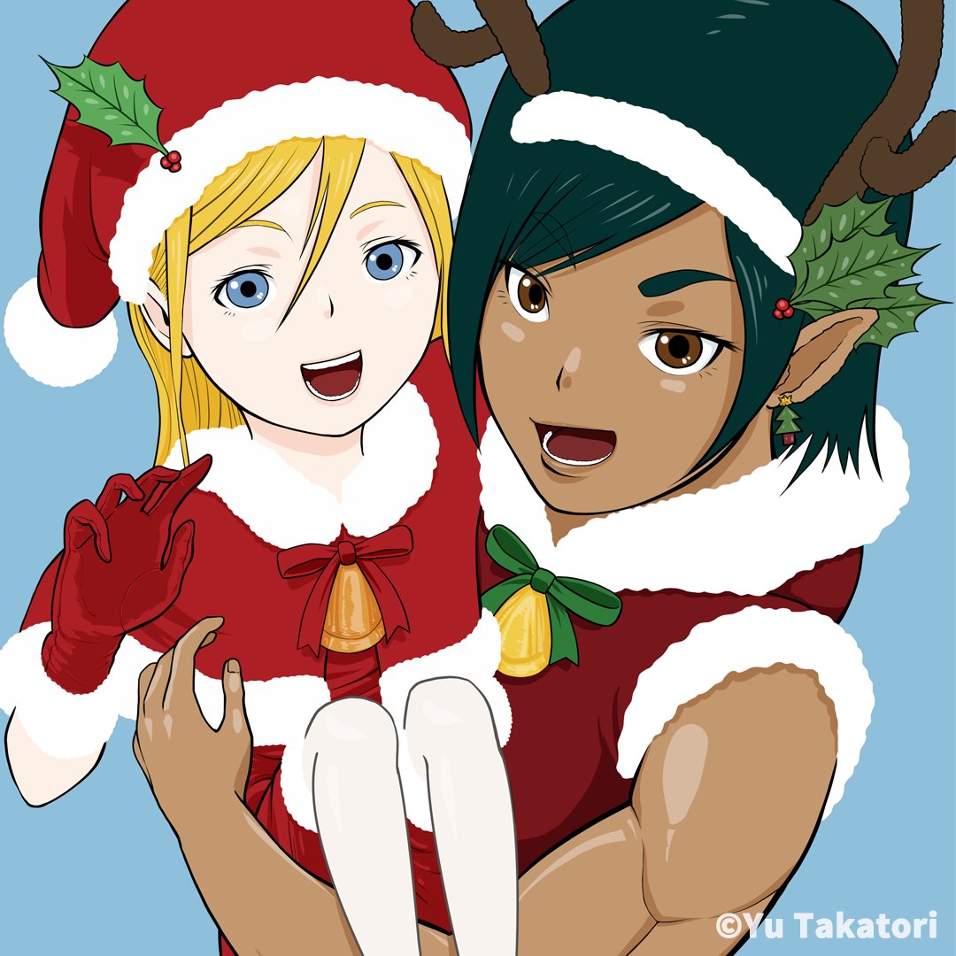 「メリークリスマス#イラスト #女の子 #サンタ #トナカイ #クリスマス   #」|鷹取ゆう【博物館漫画家＠単行本発売中！】のイラスト