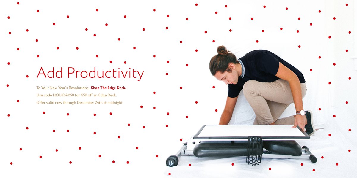 TheEdgeDesk's tweet photo. *One more day to go* Use holiday code HOLIDAY50 to receive $50 off your desk. Valid up through December 24th at Midnight.Try the #EdgeDesk today and work wherever you want! #OnTheEdge #KneelingDesk #TheEdgeDesk https://t.co/4uU7OB71z8