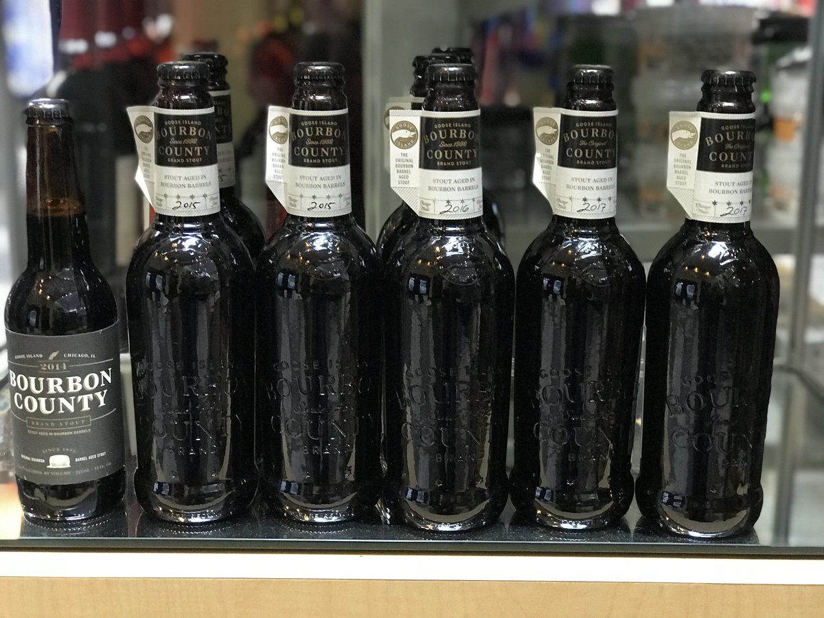 ExclusiveFood3's tweet photo. The final surprise is @GooseIsland Bourbon County 14, 15, 16 &amp; 17. Limited quantities! #craftbeer https://t.co/VkCLOylXiy