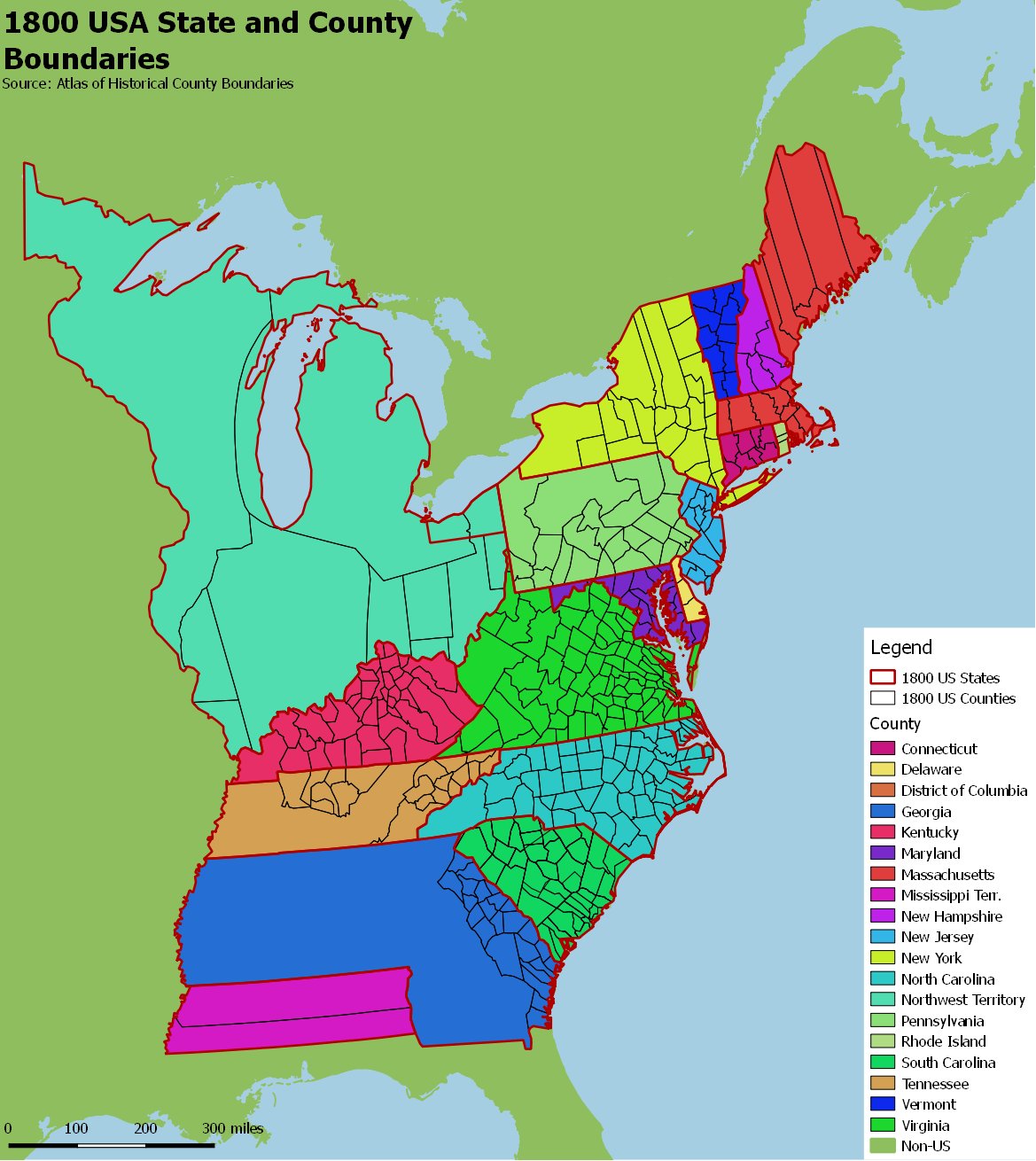 Virginia County Map 1800 Cinyc On Twitter: "@Jonlando @Simongerman600 You Can Sort Of See It As The  Box On Lake Erie In My 1800 State/County Map. It Was Also Claimed By  Virginia, As You Can See