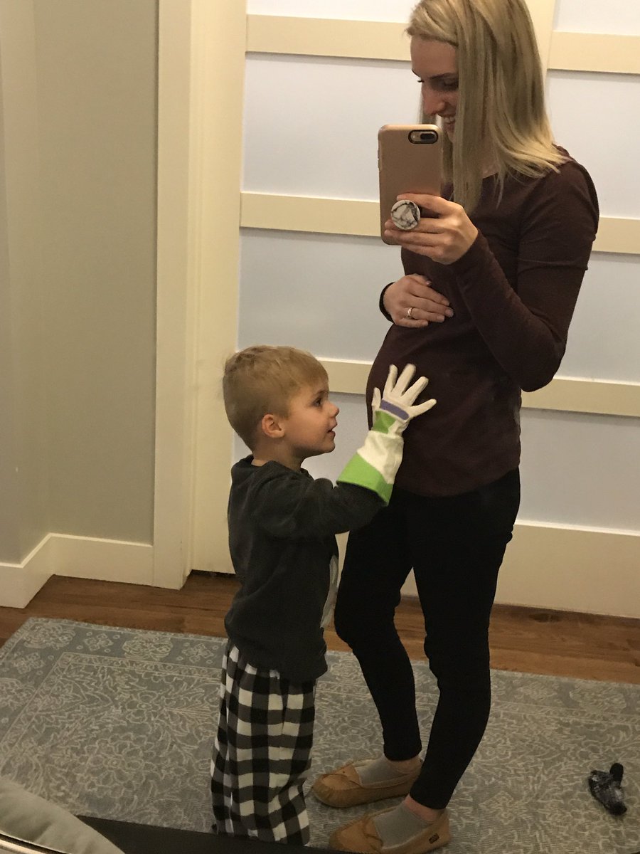 elliemecham's tweet photo. Baby is growing! I didn't tell Jackson to do this lol. https://t.co/Op3klbWC9l