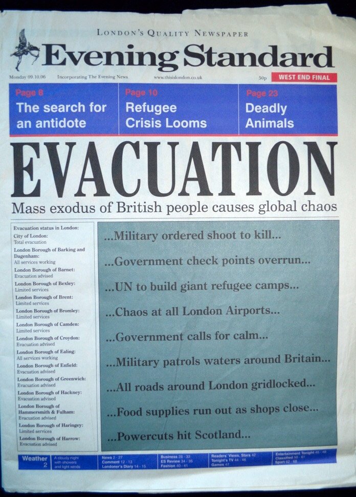 Movie Heds on Twitter: "Mass Exodus Of British People Causes Global Chaos (28 Days Later, 2002) #FakeNews… "