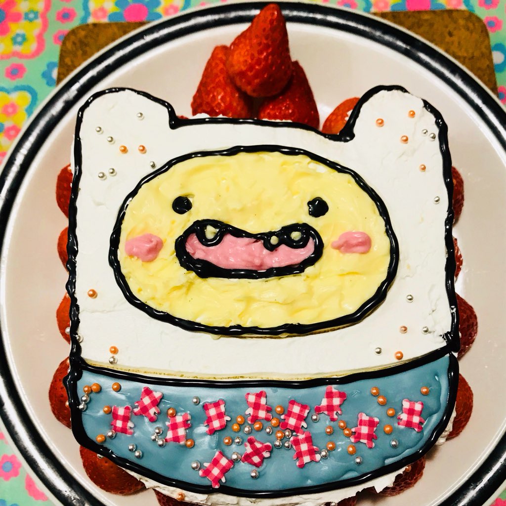 イノウエノリコ Pa Twitter クリスマスケーキ作ったよ アドベンチャータイムの フィンだよ 私が一番好きなアニメ カートゥーンネットワーク アドベンチャータイム