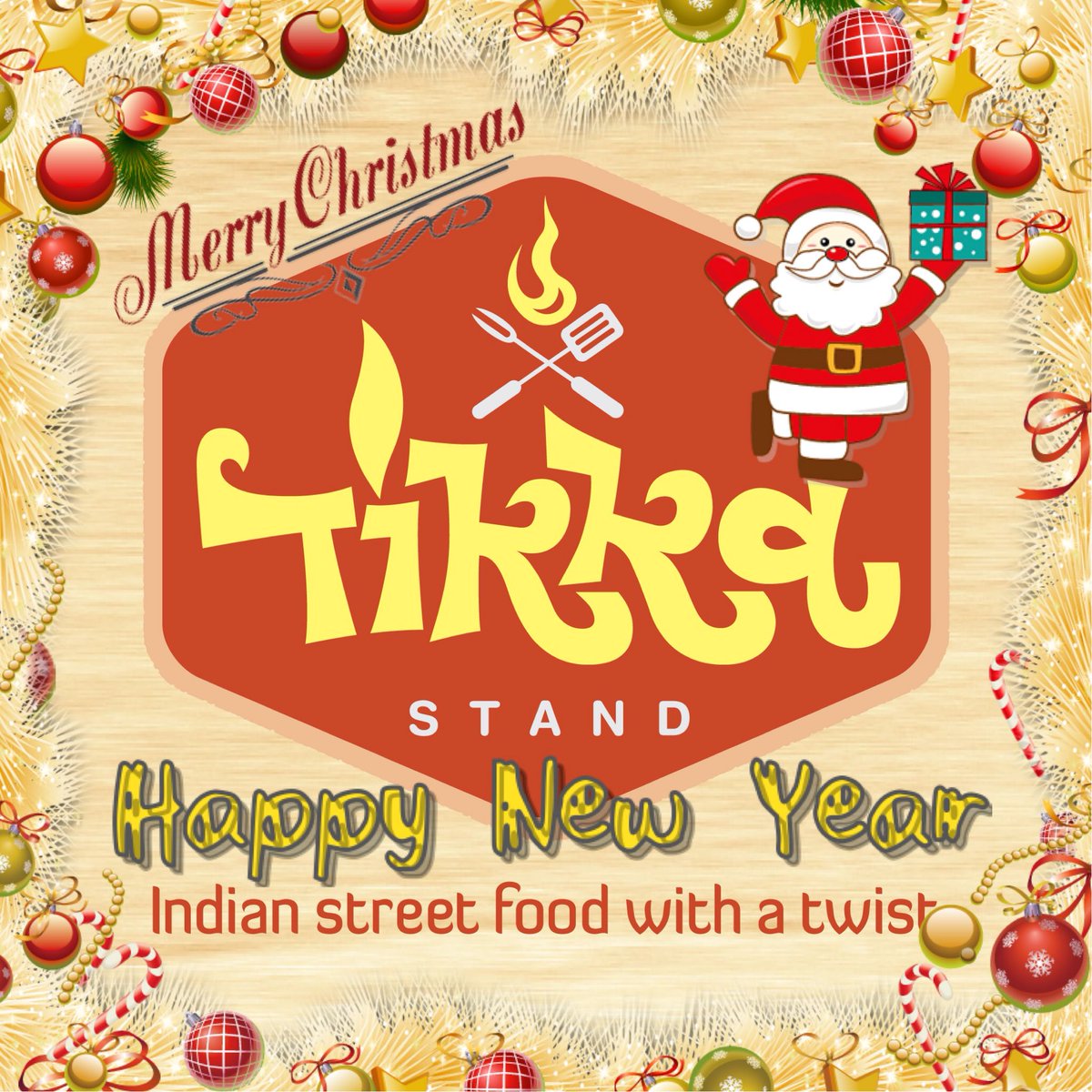 TikkaStand's tweet photo. Wishing everyone a very Merry Christmas and Happy New Year from all of us at the Tikka Stand! A Hugh thanks to all who visited and supported us this year! Happy Holidays CBR! We love you, see you very soon for an even bigger year in 2018 👍 #tikkastand https://t.co/hFxmmvkK0m