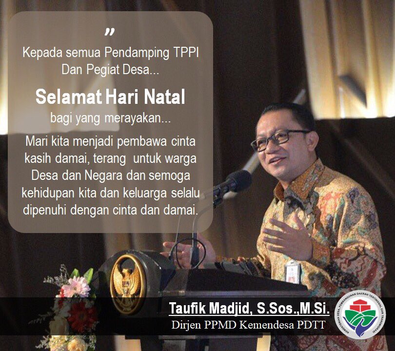 Selamat siang Pendamping <a href="/tppindonesia/">Pertepedesia</a> @PDKemendesaPDTT <a href="/KemenDesa/">Fast Track Travel</a> 

Selamat Hari Natal, bagi yg merayakan. 

Mari kita menjadi pembawa Cinta kasih damai, terang untuk warga Desa &amp; Negara, semoga kehidupan kita &amp; keluarga selalu dipenuhi dgn cinta dan damai. <a href="/EkoSandjojo/">Eko P. Sandjojo</a>