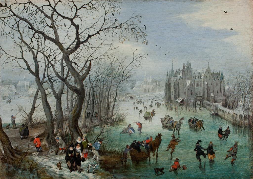 A Frost Fair by Adriaen van de Venne (1589-1662),  a Dutch Golden Age painter #snowinart #winterlandscapes #advent #snowscene #frostfair