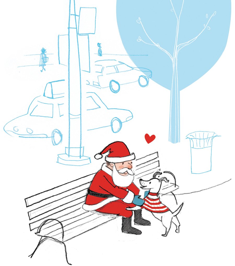 neighb0rlady's tweet photo. #sidewalksanta love <3 An illustration from my book #NYDogs . #doglove #violetlemay @duopress https://t.co/TRUgd0S5Pb