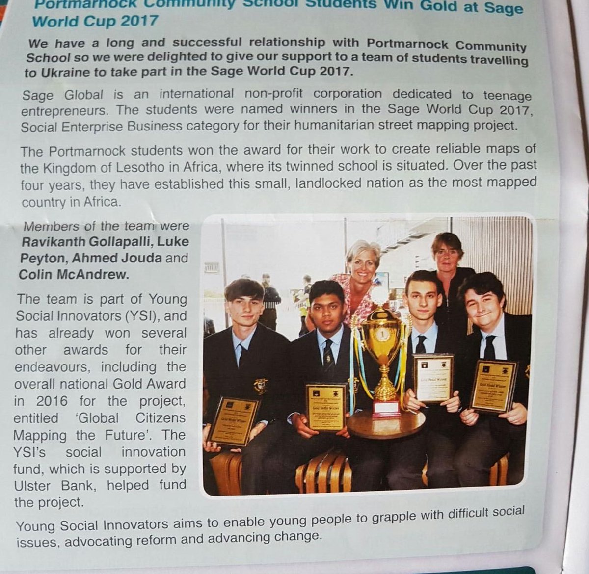 We would like to thank <a href="/DublinAirport/">Dublin Airport</a> for publishing an article on us! <a href="/PortmarnockCS/">Portmarnock CS</a> <a href="/YSInow/">Young Social Innovators</a> <a href="/sageglobal2002/">SAGEGLOBAL</a> #sageworldcup2017