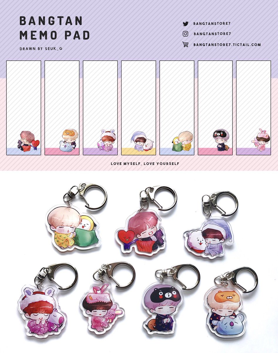BangtanStore7's tweet photo. < RT TO WIN 1 SET 🎉 > 
#BANGTAN CUDDLE KIT 💖💜❤️
Made by @BangtanStore7 
-
🍬 Keychain Set = 7 USD
🍡 Memo Pad Set = 8 USD
✈️ We ship worldwide! 
💝 Looking for G.O manager, DM us!
☀️ Fanart by @seuk_g 
-
Place your order on our website here: https://t.co/Zxq9uDkiT5 https://t.co/iONahN1Lxs