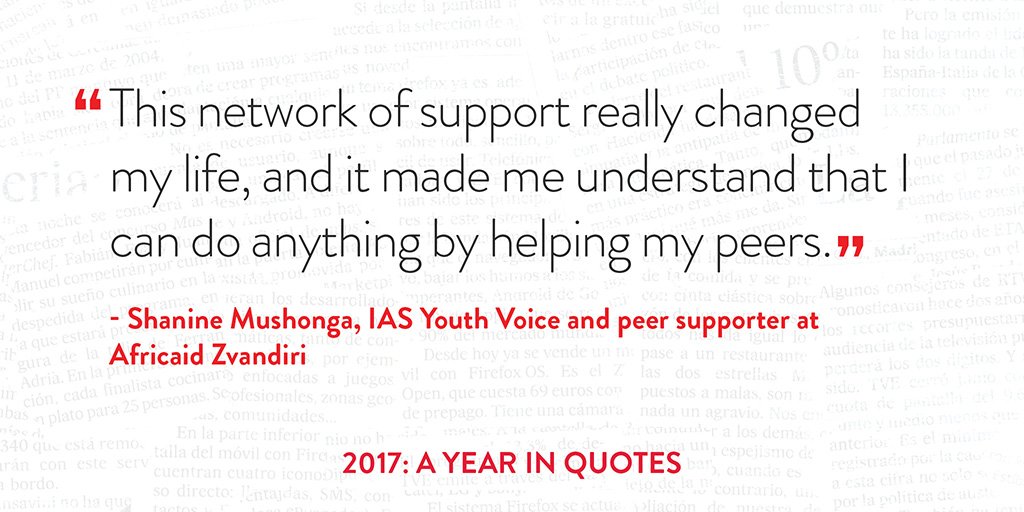 iasociety's tweet photo. #IASYearInQuotes - “This network of support really changed my life, and it made me understand that I can do anything by helping my peers.” - #IASYouthVoice and Africaid @zvandiri peer supporter Shanine Mushonga https://t.co/gEDwlDYUe8 #HIV https://t.co/iGfnx4bgBi