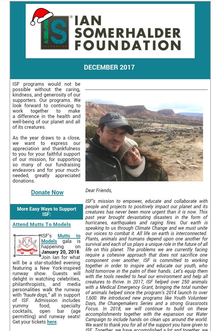 Iansbdaygift's tweet photo. Good news by mail 
#Isfoundation @iansomerhalder @NikkiReed_I_Am #goodby2017 ➡ #2018goals 
Be inspired https://t.co/6A3oP6RqA0